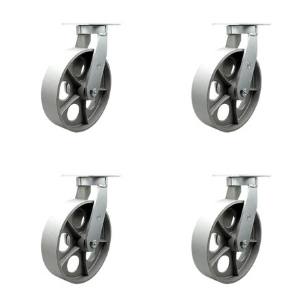 Service Caster 10'' Heavy Duty Semi Steel Cast Iron Swivel Caster Set with 2 Swivel Locks, 4PK CRAN-SCC-KP92S1030-SSR-BSL-2-S-2